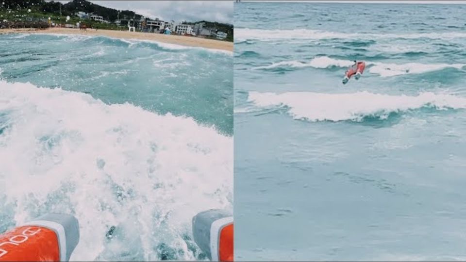 Heavy surf and self righting test